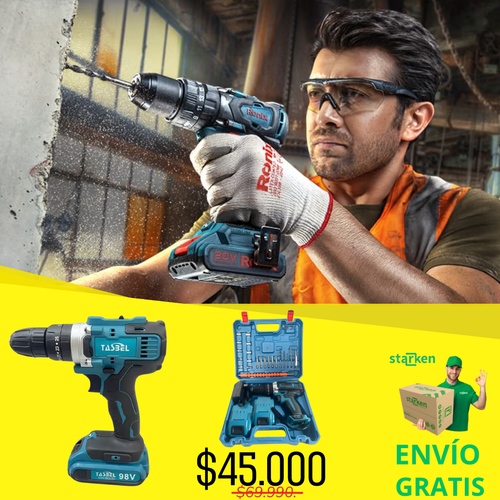 TALADRO DE ALTO IMPACTO + 2 BATERIAS + MALETA Y ACCESORIOS