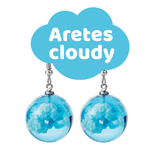 Aretes Cloudy™ Pendientes de resina con esfera de nube y cielo azul