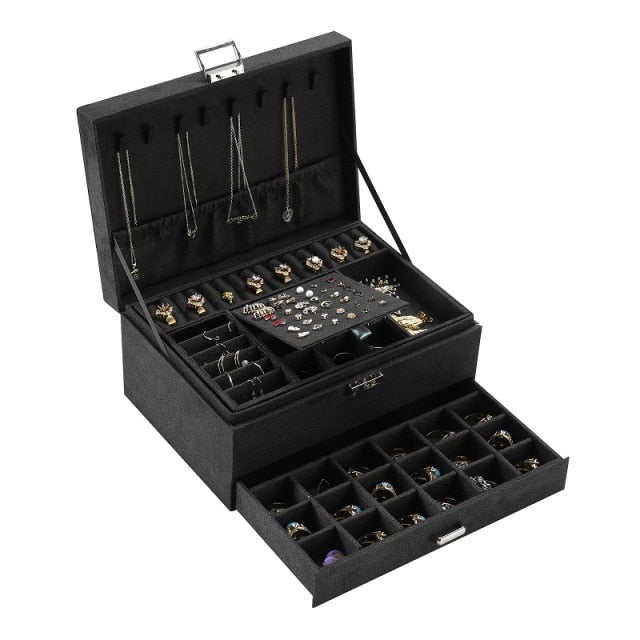 Joyero Jade™ Elegante caja con 3 niveles para guardar joyas